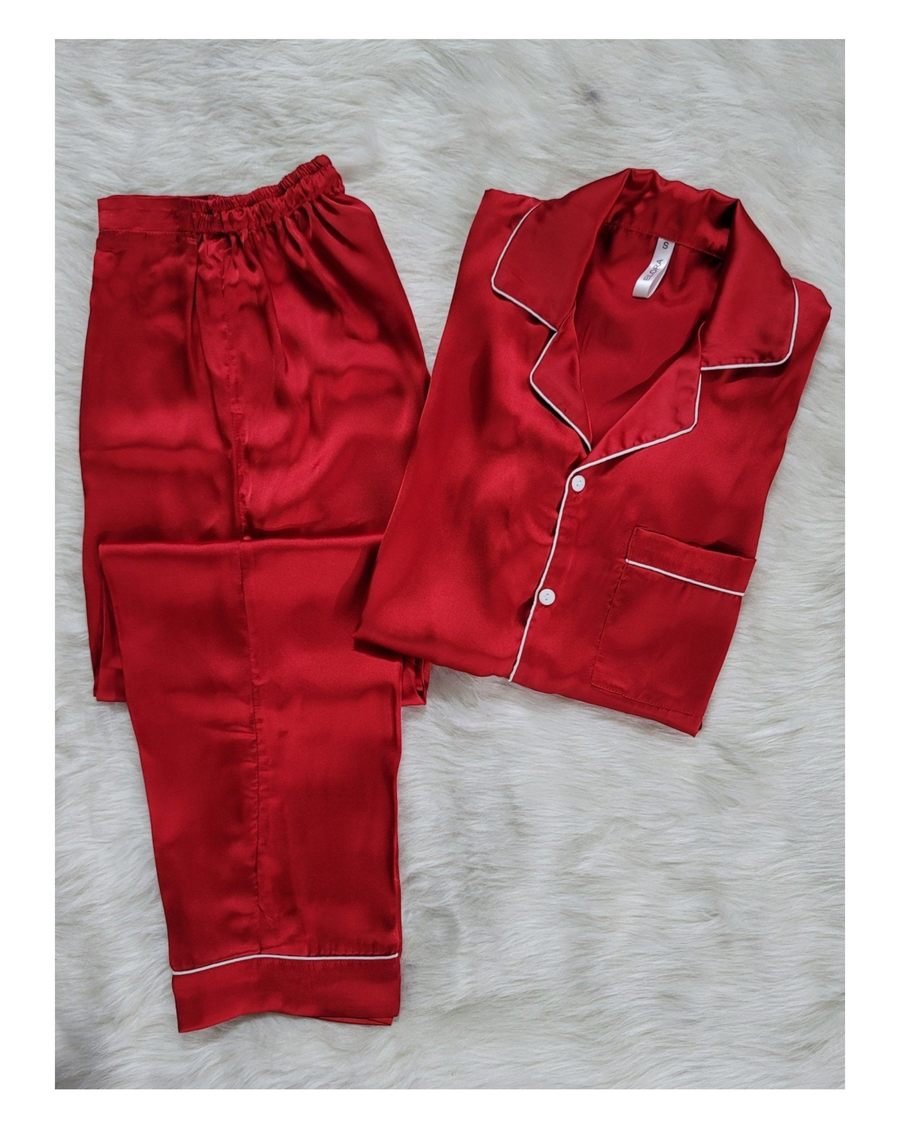 Red Satin Silk Loungewear